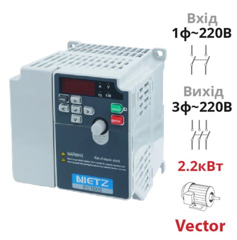 Преобразователь частоты NIETZ с ЭМС-фильтром на 2.2 кВт 220В FC1000-2R2G2 фото